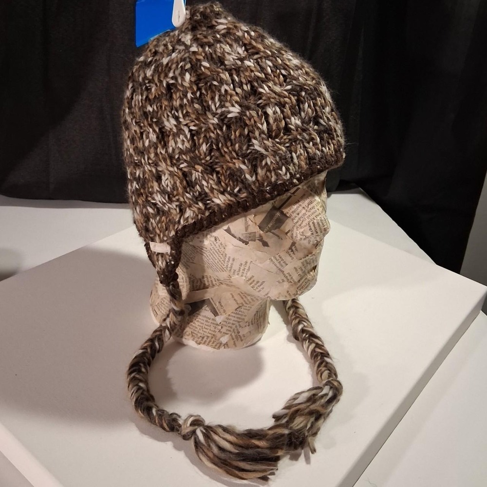 Womens Columbia nwt fleece Lined beanie brown and beige marbled